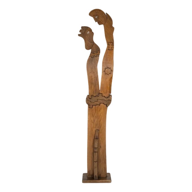 Wooden Sculpture of Couple by Luciano Bertolotto, Italy, 1990s For Sale