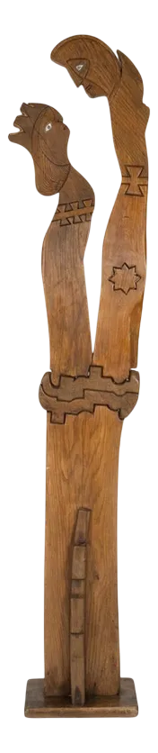 Wooden Sculpture of Couple by Luciano Bertolotto, Italy, 1990s