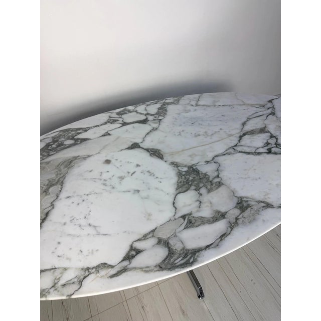 Mid-Century Modern Vintage Oval Arabescato Marble Dining Table by Florence Knoll for Roche Bobois, 1960s For Sale - Image 3 of 8