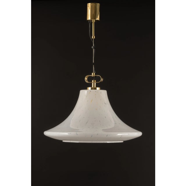 Large Limburg Brass With Opal Glass Pendant Light, Germany, 1970s For Sale - Image 10 of 12