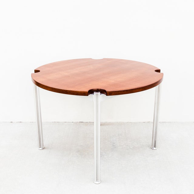 1970s Restored Mid Century Walnut & Steel Dining Table by Risom Design For Sale - Image 12 of 12