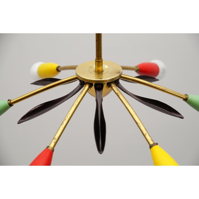 Mid-Century Modern Brass 6-Arm Sputnik Lamp, Italy, 1950s For Sale - Image 12 of 13