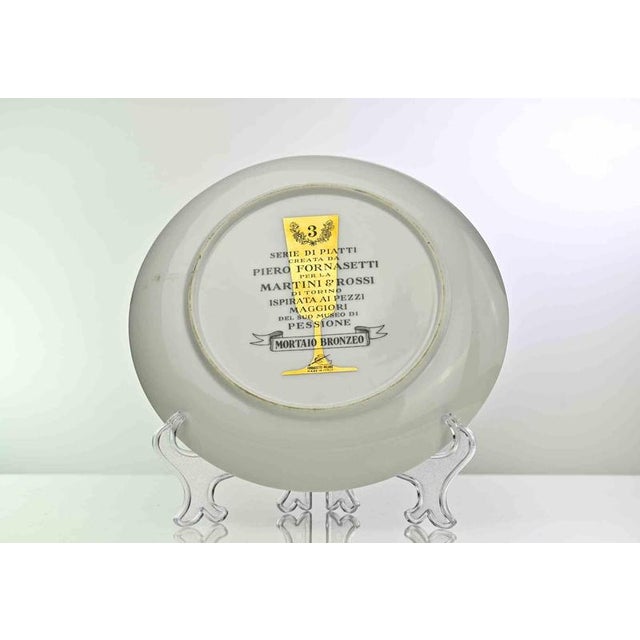 Grande Mortaio Bronzeo Plate by Piero Fornasetti for Martini and Rossi, 1960s For Sale - Image 3 of 5