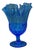 1950s Fenton Colonial Blue Thumbprint Thousand Eye Footed Handkerchief Vase For Sale