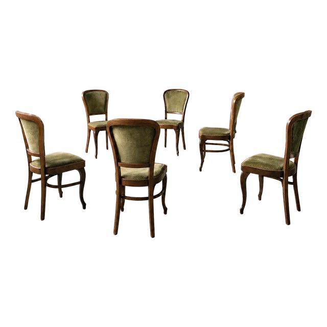 Classic Dining Chairs with Velvet Upholstery from Thonet, 1960s, Set of 6 For Sale
