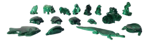 Mid-Century Modern Handmade Malachite Animal Sculptures, Congo, 1980s, Set of 17