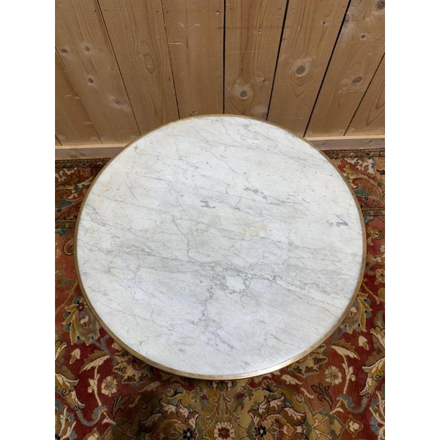 Round Bistro Side Table in Cast Iron and Marble For Sale - Image 5 of 6