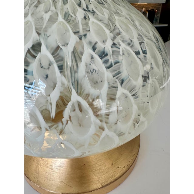 Pair Large Murano Mazzega White & Clear Table Lamps For Sale - Image 10 of 12