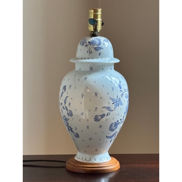 Off-white Vintage Rustic European Faience Style Ginger Jar Table Lamp For Sale - Image 8 of 18