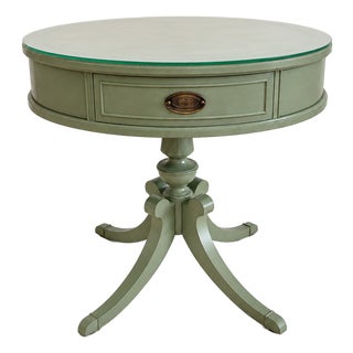 1940s Sage Green Pedestal Table For Sale