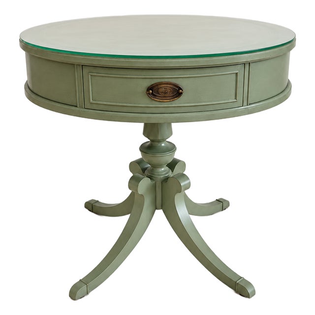1940s Sage Green Pedestal Table For Sale