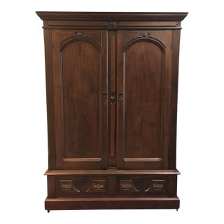 19th Century Vintage Solid Walnut Wardrobe For Sale