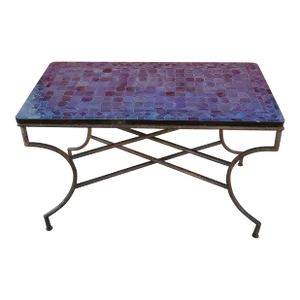 48" Rectangular Moroccan Mosaic Table in Petrol Blue