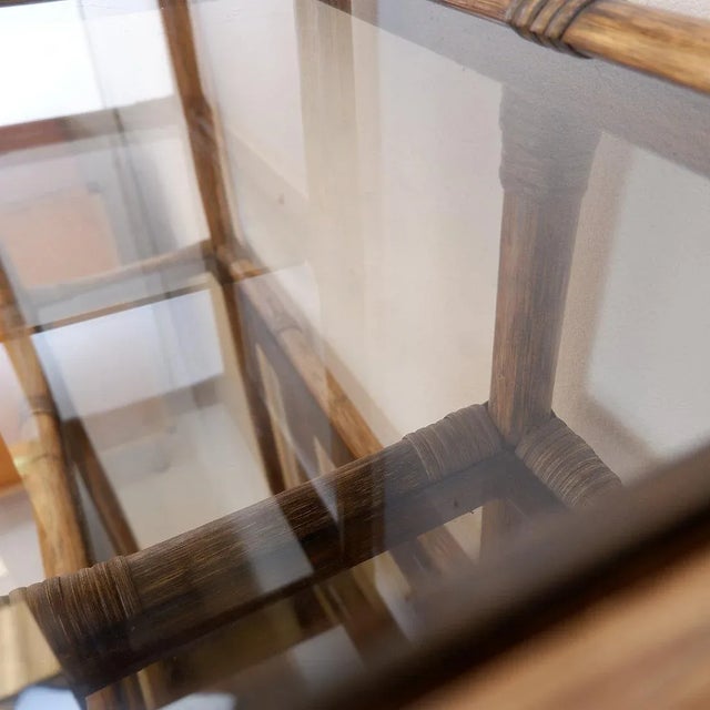 Deconstructed Bamboo and Smoked Glass Shelf, 1970s For Sale - Image 4 of 15