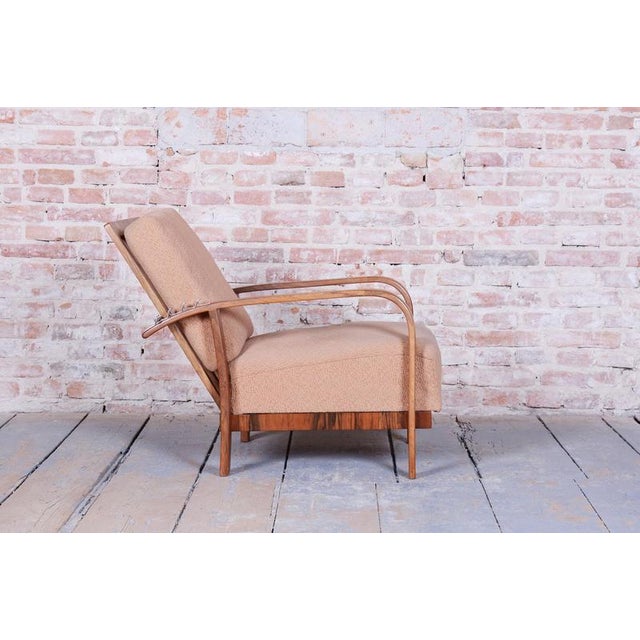 Art Deco Reclining Armchair in Walnut & High Gloss, Czech. 1920s For Sale - Image 6 of 16