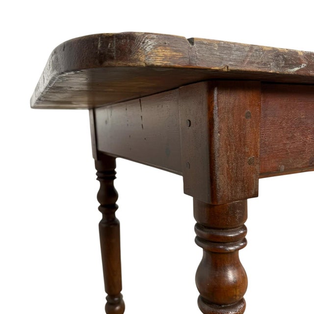 Wood Antique Serving Table Console Table on Porcelain Casters, 1890s For Sale - Image 7 of 12