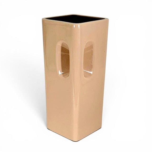 Japanese Modern Blush Pink Sculptural Ceramic Vase 8" For Sale - Image 9 of 11