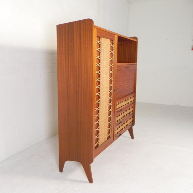 Vintage Secretaire in Rattan and Wood, 1960s For Sale - Image 12 of 18