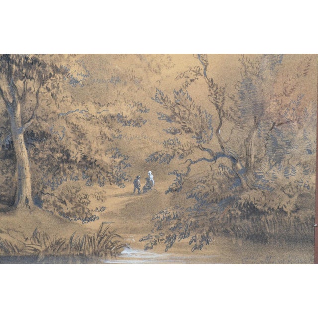 Early 19th Century Attributed to Franz Joseph Manskirch (1768–1830) Romantic Charcoal and Pencil Drawing — Couple in a Woodland, 19th Century For Sale - Image 5 of 12