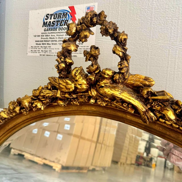 Italian Oval Wall Mirror – Horizontal Gold Leaf Frame For Sale In Miami - Image 6 of 8