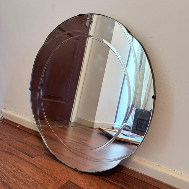 Gold Art Deco Revival Hollywood Regency Layered Circular Wall Mirror, 1960s For Sale - Image 8 of 11