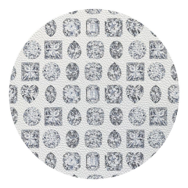 Bougie Diamonds Ice Vegan Leather Round Pebble Placemat, Set of 4 For Sale