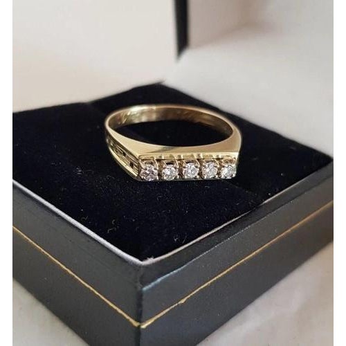 Metal Vintage 14ct Yellow Gold Brilliant-Cut Diamond Dress Ring, 1970s For Sale - Image 7 of 17