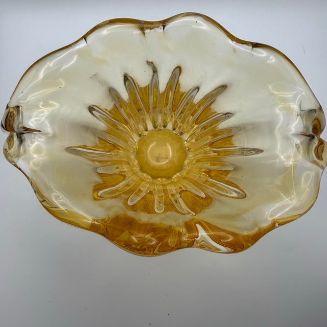 Vintage Teleflora Champagne Gold Art Glass Vase Waterfall Tulip Hand Blown For Sale - Image 10 of 11