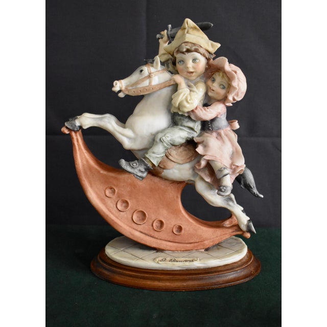 Giuseppe Armani Rocking Horse Florence Figurine Riding Boy Girl Vintage Italy For Sale In Philadelphia - Image 6 of 17
