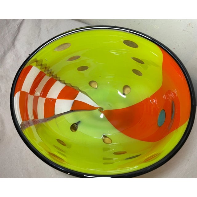 Large Blown Harry Stuart RPM Studio Centerpiece Bowl Art Glass Sculpture Vase For Sale - Image 13 of 14
