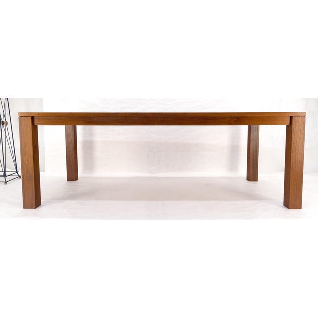 Late 20th Century Massive Solid TEAK 41x87 Dining Conference Table Parsons Style MINT For Sale - Image 5 of 11