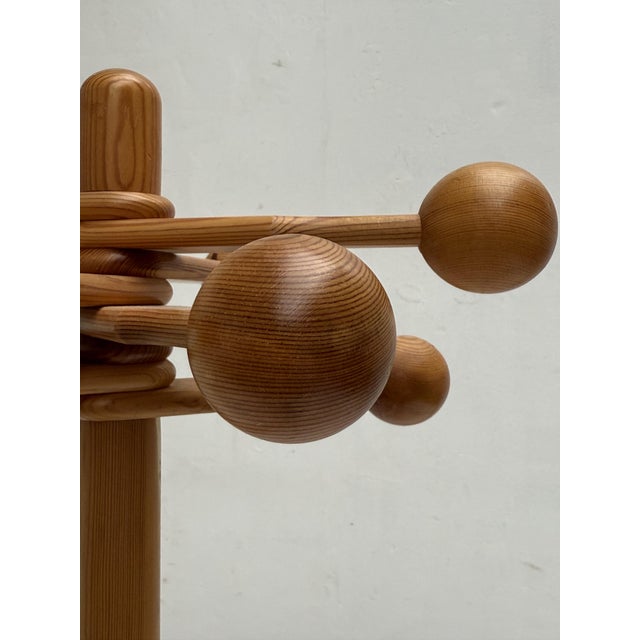 Vintage Swedish Pine Free-Standing Coat Rack, 1970s For Sale - Image 4 of 11