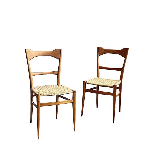 Mid-Century Modern Woven-Seat Dining Chairs by G.B. Marangoni, Italy, 1950s, Set of 2 For Sale - Image 12 of 12