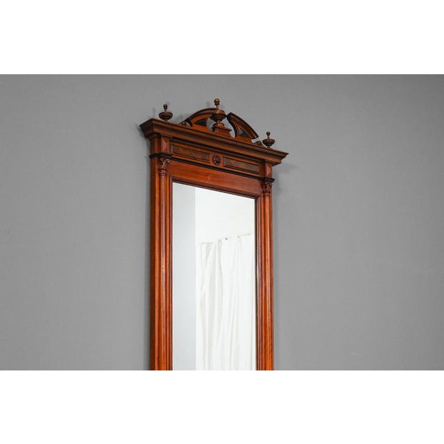 Gründerzeit Standing Mirror with Console in Walnut, 1800s For Sale - Image 5 of 18