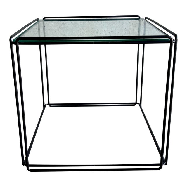 Vintage French Modern Iron & Glass “Isocele” Side Table Attributed to Max Sauze For Sale