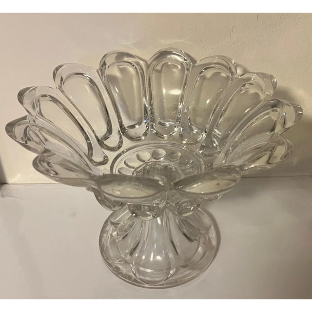 Glass Antique American Pressed Pattern Flint Glass Footed Compote Fruit Bowl Circa 1850 For Sale - Image 7 of 11