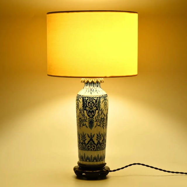 Rococo 19th Century Delftware Table Lamp For Sale - Image 3 of 12