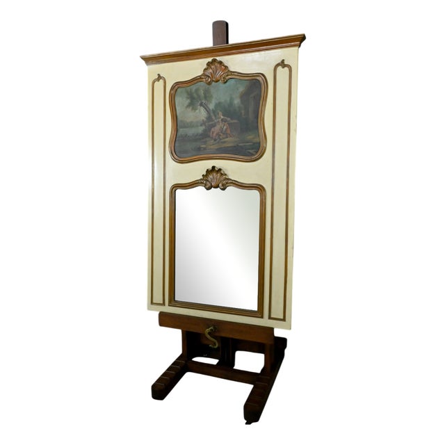 Late 19th Century Louis XV Painted Wooden Trumeau Mirror For Sale