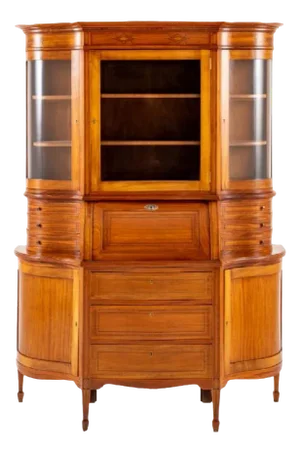 Victorian Bureau Bookcase Desk Satinwood 1880