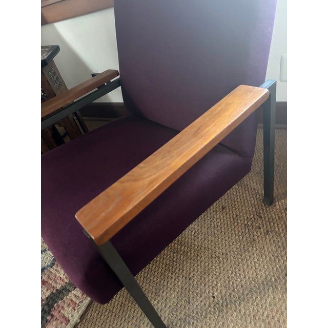 Textile Midcentury Modern Danish Vermund Larsen Lounge Chair With Eggplant Upholstery For Sale - Image 7 of 9