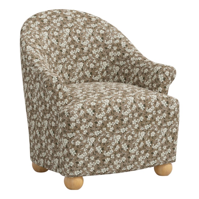 Stoffer Home x Cloth & Company Marie Bun Foot Chair in Dogwood Floral Mauve For Sale