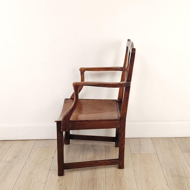 English Oak Armchair With Saddle Seat, 19th Century or Earlier For Sale - Image 4 of 12