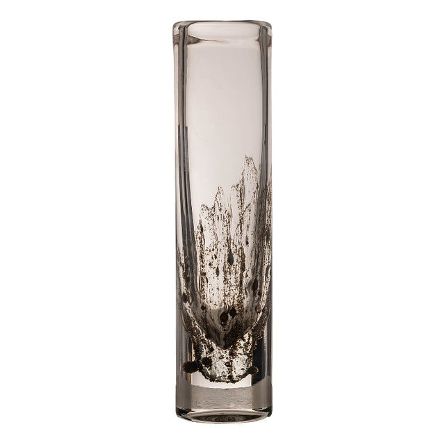 Cylindrical Blown Glass Vase with Gold Inclusions from Peill & Putzler, Germany, 1960s For Sale