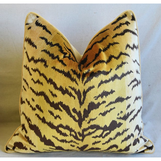 Textile Scalamandre Le Tigre Tiger Silk Feather/Down Pillow 23" Square For Sale - Image 7 of 7