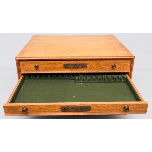 Antique German Oak Silver Flatware Chest For Sale - Image 10 of 11