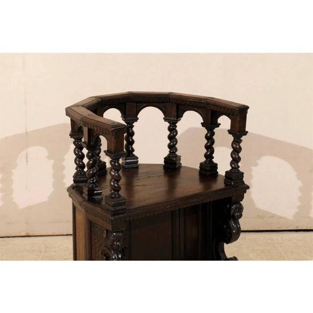 Brown 18th Century Italian Wooden Carved Round about Chair For Sale - Image 8 of 11