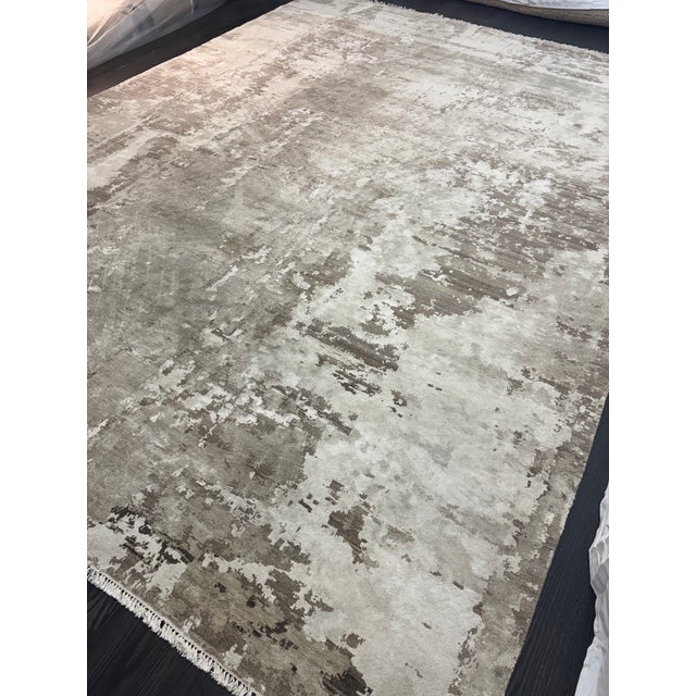 Restoration Hardware Azore Silk Rug — 9’ X 12’ Hand-Knotted Silk, Linen & Wool | Luxe Density For Sale - Image 9 of 17