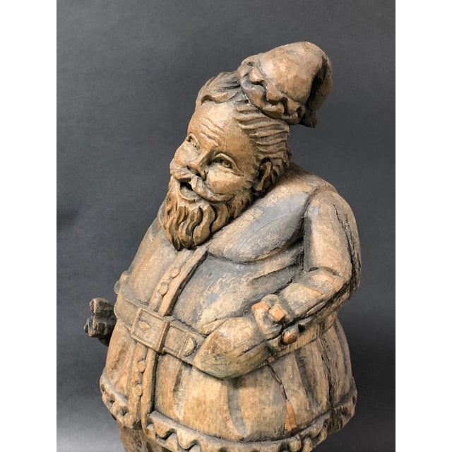 Vintage Carved Solid Wood Paper Mache Mold Santa Claus Sculpture For Sale - Image 4 of 9