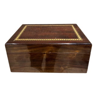 Vintage Cigar Box by Paradigm Humidor Co., Wood With Marquetry Inlay For Sale