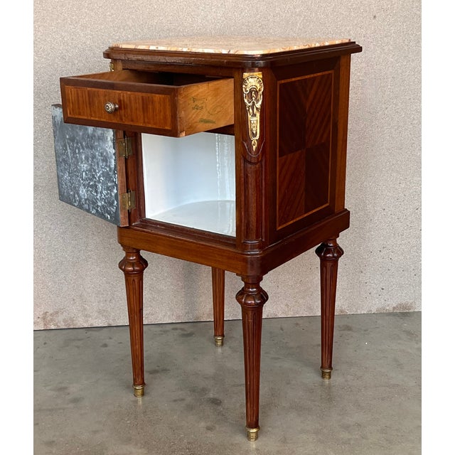 Wood 19th Century French Louis XVI Guillaume Grohé Style Bedside Cabinet For Sale - Image 7 of 13